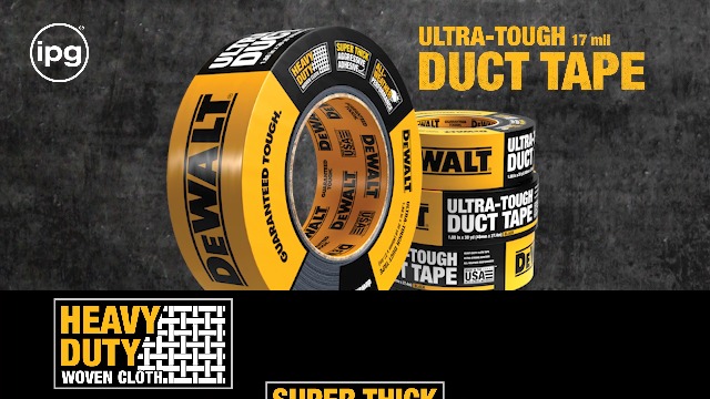 Image of DEWALT Ultra Tough Duct Tape, 1.88 in x 30 yd, Heavy Duty, Ultra Strong, Aggressive Adhesive, All-Weather, Single Roll, Black (Pack of 12)