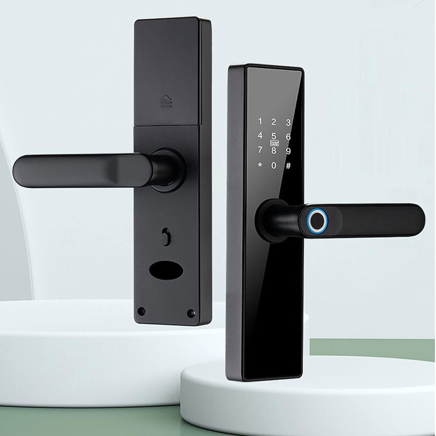 Delavala Tuya Smart Door Lock 5 Ways Unlocking Voice WiFi Biometric APP Fingerprint Door Handle Digital Keyless Password RFID Unlock for Home Security