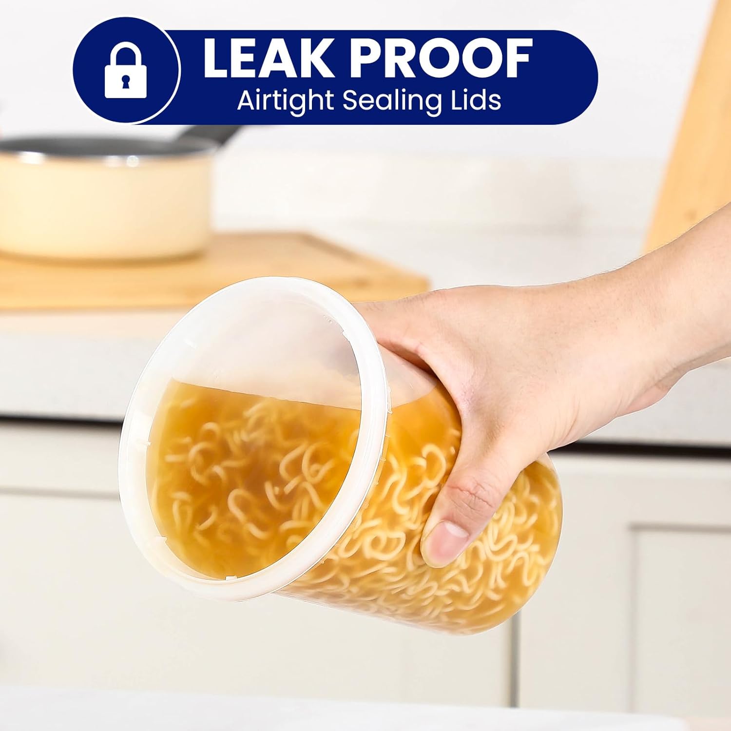 90 Sets Plastic Deli Containers With Lids, Assorted Sizes (8 oz 16oz 32oz) Variety pack, Airtight Food Storage Containers, Freezer/Dishwasher/Microwave Safe, Soup Containers For Takeout Food Storage - Image 4