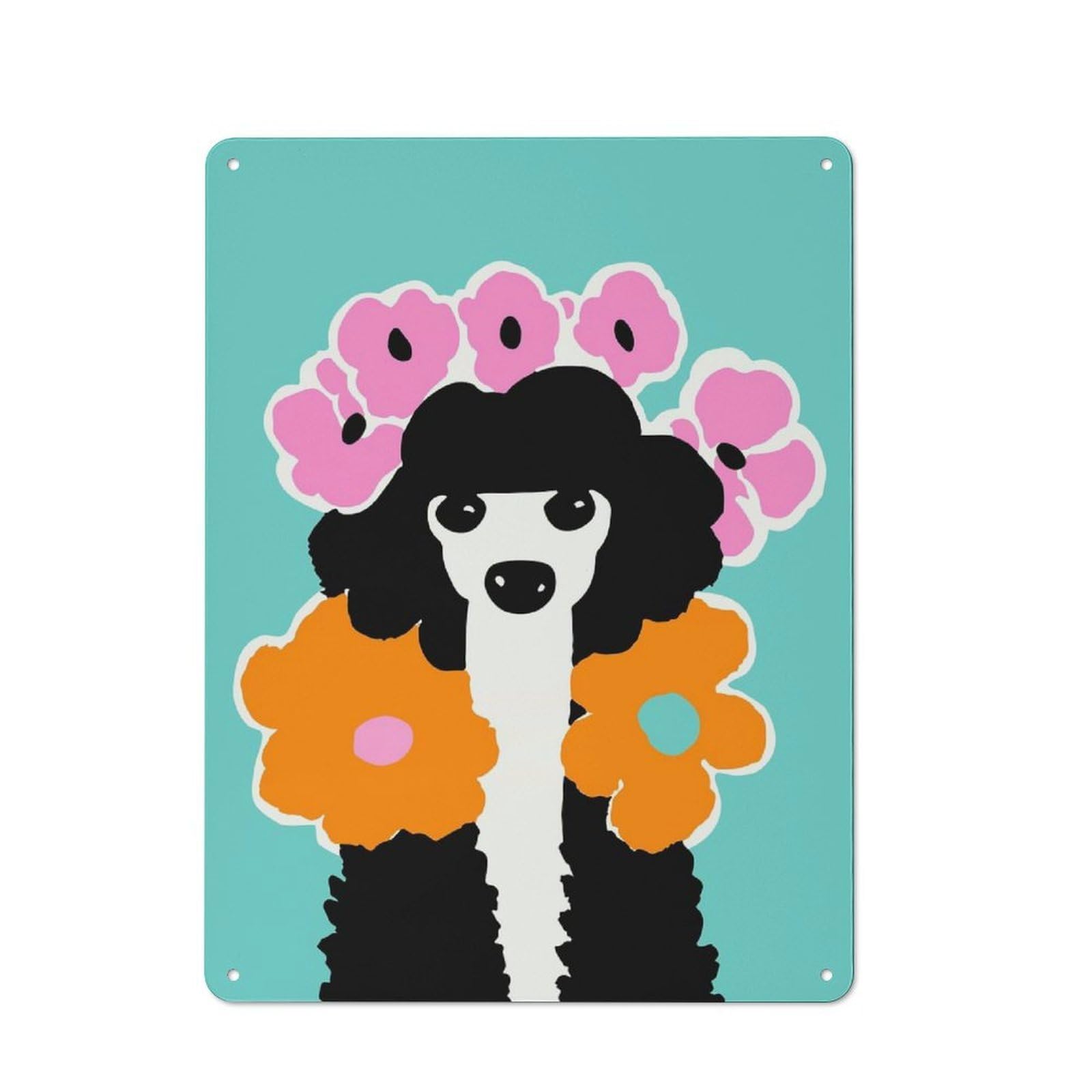 Junmoney Style-23 Poodle Dog Nature Lover Retro Tin Wall Plaque 40X30cm For Hobby Room Or Studio, New Home Wall Decor For Hobby Room Decor Fans