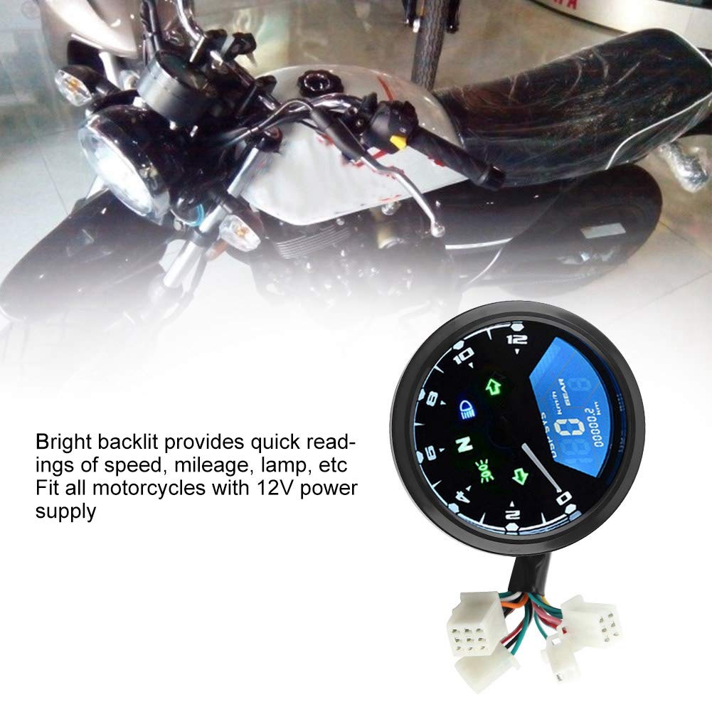 KIMISS Universal-Motorrad-LCD-Anzeige, Digitalanzeige, Tachometer, Kraftstoff-Messgerät
