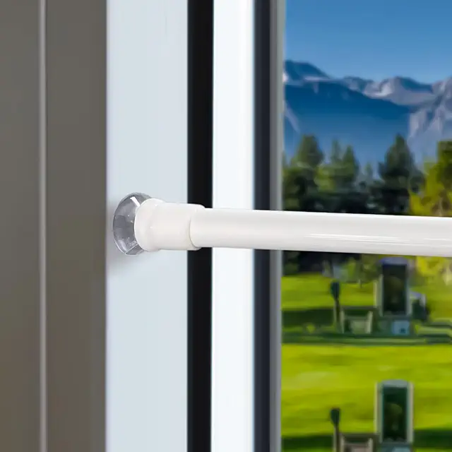 White Small Tension Rods for Cafe Curtains, 30-45CM Extendable