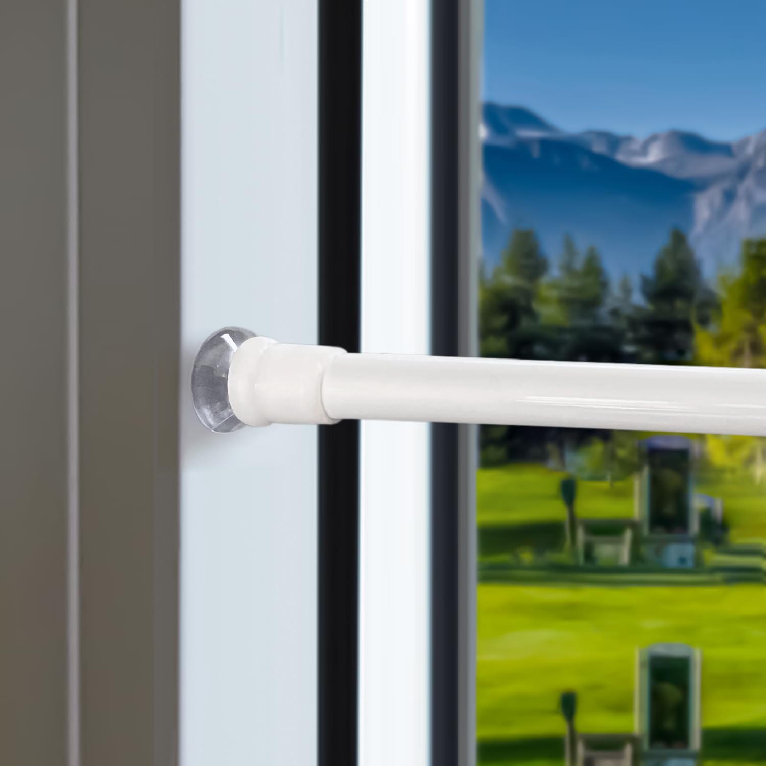 3 Pezzi Bacchette per Tende Senza Forare, a Vetro, Fissaggio senza trapano né viti, a Pressione Porte Finestre, Diametro 7.6/10mm, Bianco, 30-45 cm