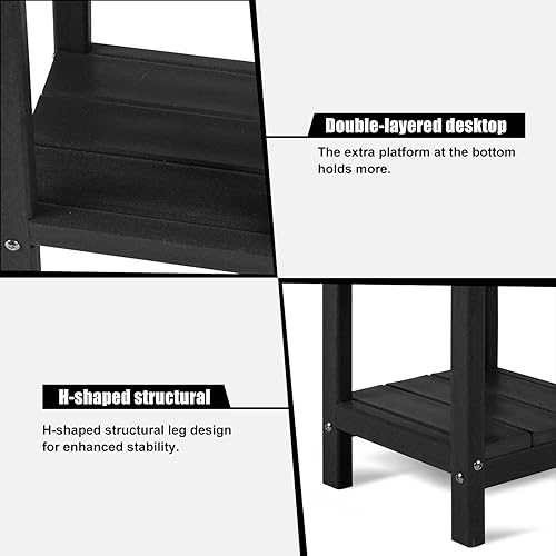 Miniatura 3 de nalone Adirondack Side Table 16.5" Outdoor Side Table HDPE Plastic Double Adirondack End Table Small Table for Patio (Black)