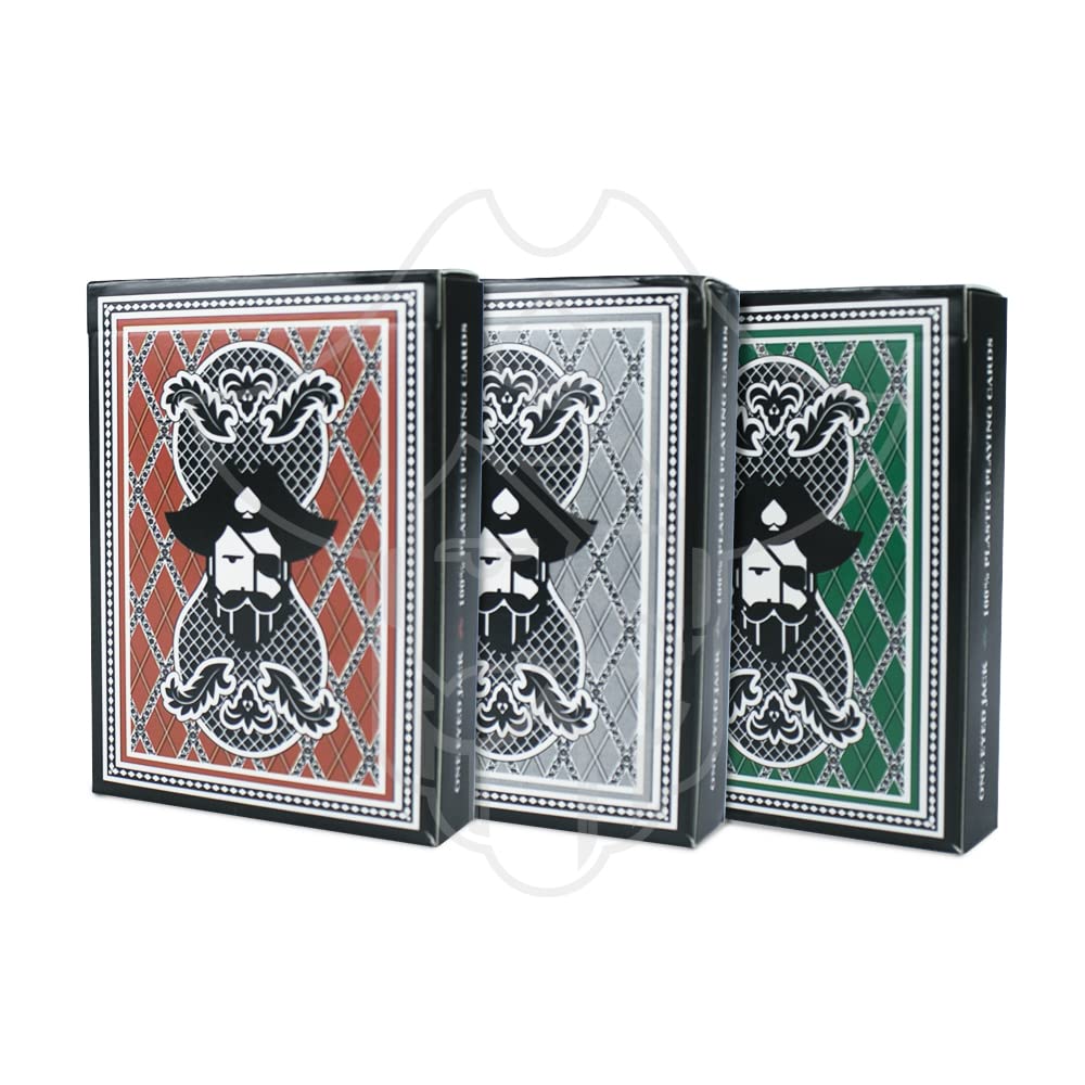 ONE EYED JACK Premium Plastic Playing Cards (Set of 3) - Multicolour - Grey, Red, Green (B0BC4BMNL5) Amazon Price History, Amazon Price Tracker