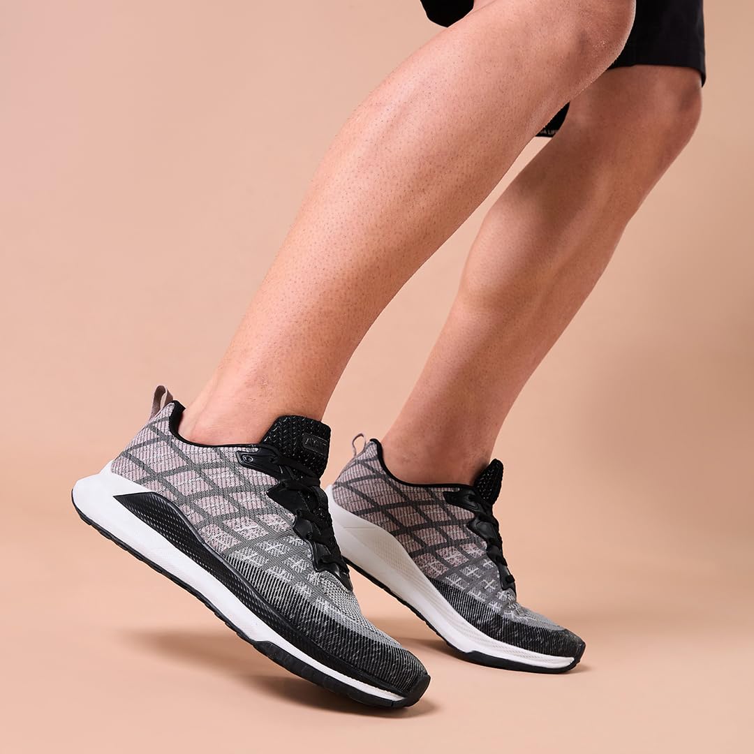 AVANT Men's DriftX Running and Training Shoes-Superior Traction,Anti Skid, Lightweight, Multi Directional Flexibility, Enhanced Cushioning, Sports Footwear (AVMSH137CL01UK8_Grey/Peach) 4