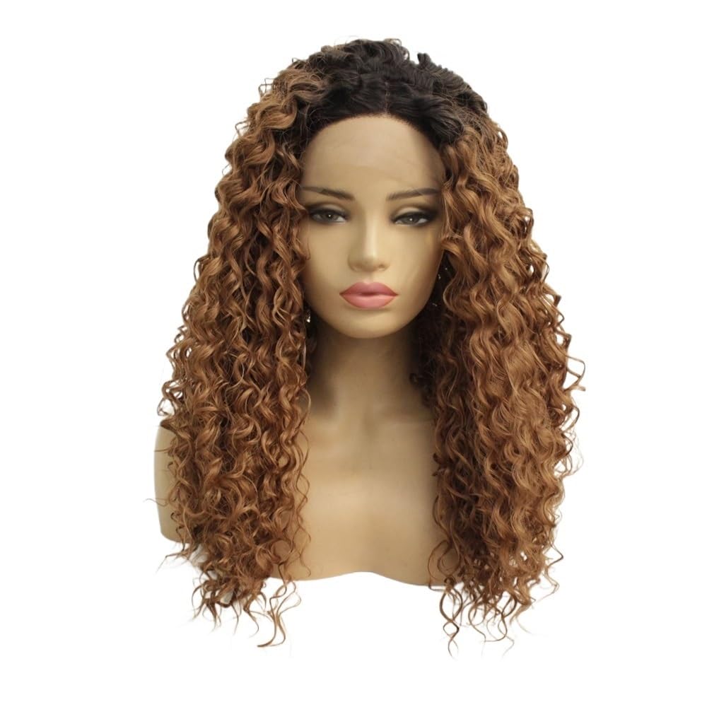 xiuling4568 Synthetic 13x3 Lace Front Wigs Ombre Light Brown Natural Wavy Wig for Black Women Glueless Ready to Wear Hairs Extensions(22inch)