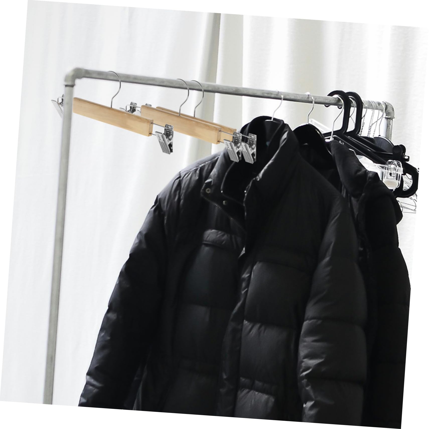 10 Pezzi Grucce per Pantaloni in Legno, con Clip