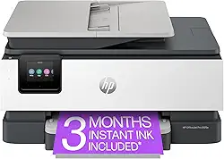 HP OfficeJet Pro 8125e Impressora a jato de tinta colorida sem fio, impressão, digitalização, cópia, ADF, impressão duplex, casa e escritório, 3 meses de tinta instantânea incluída (405T6A)