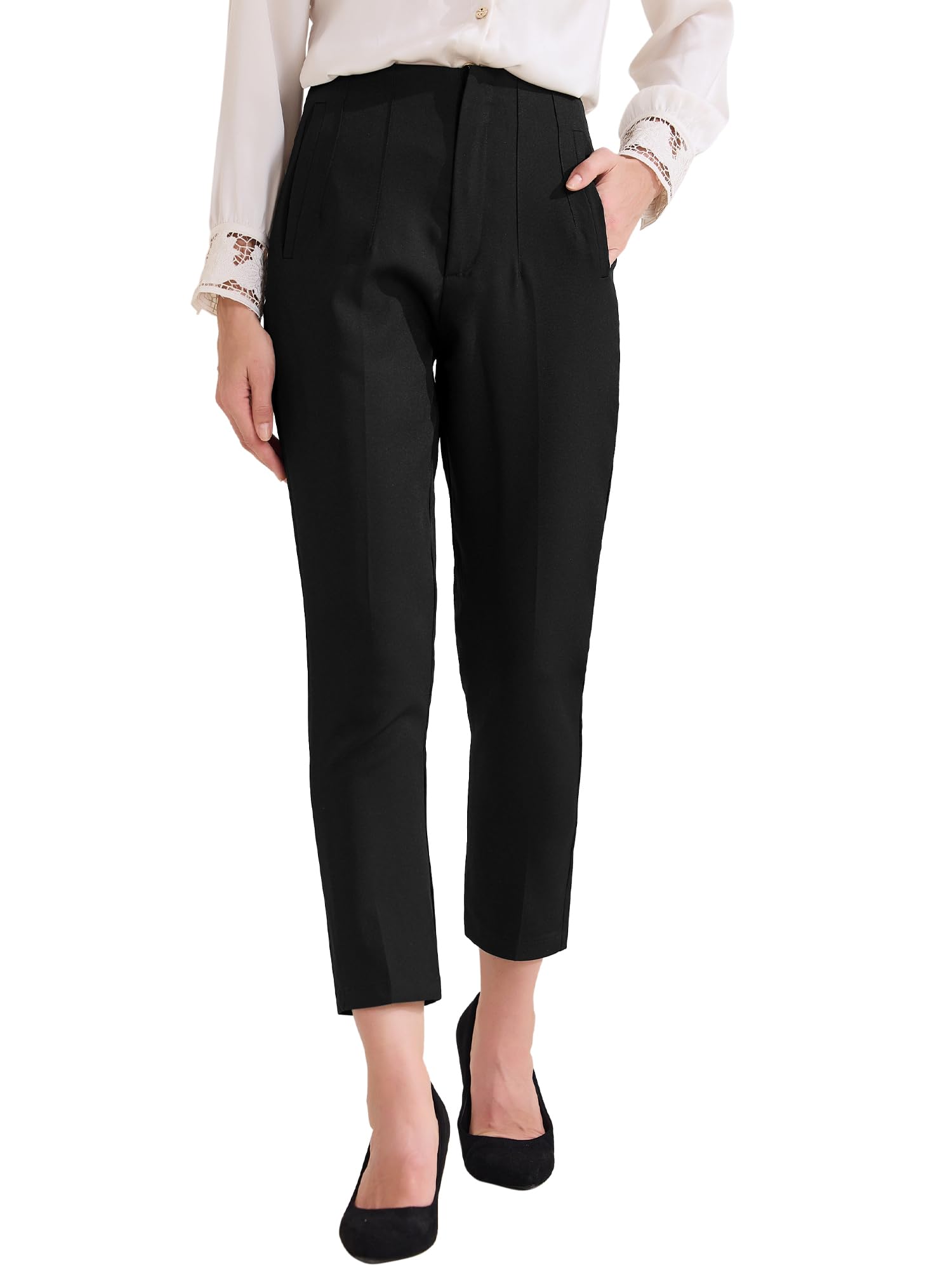 Allegra K Womens High Waisted Packets Business Work Office Casual Long Pants