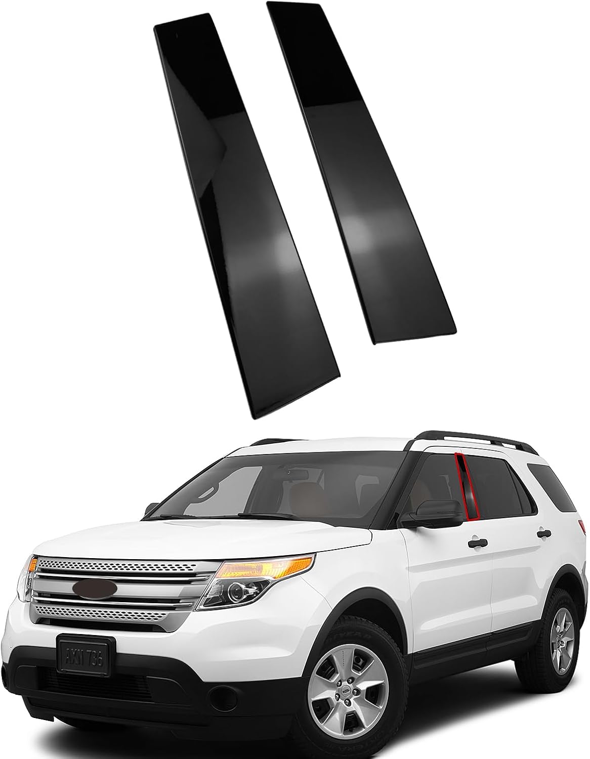 Front Door Window B Pillar Trim Molding Panel Without Keypad for Ford Explorer Base Limited XLT Platinum Sport 2011 2012 2013 2014 2015 2016 Outer Applique Replaces 926-448 926-449 (Left Right 2pcs)