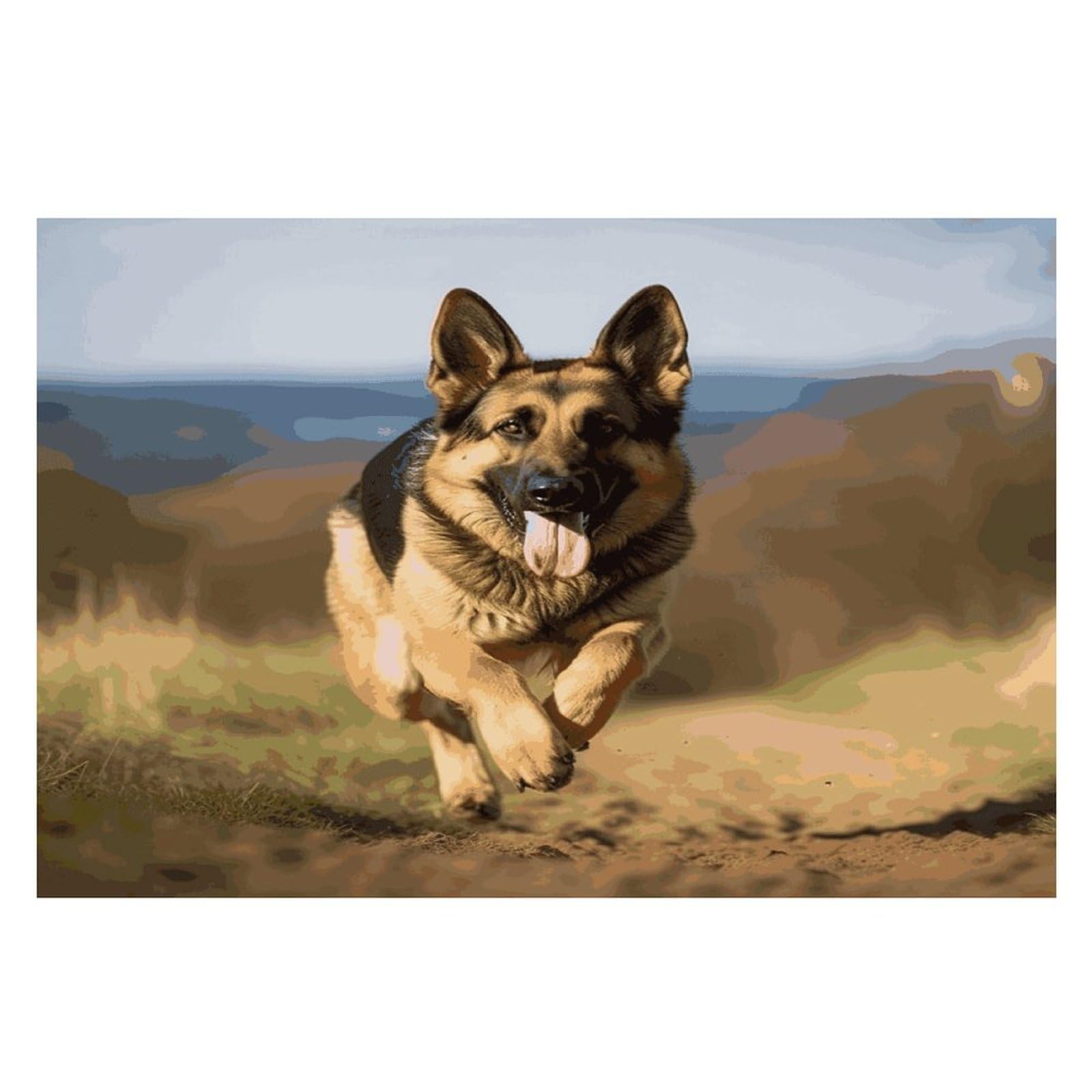 Running German Shepherd Dog Placemats Wipeable Heat Resistant Table Mats Washable Flax Place Mats Elegant Cloth Non-Slip Placemat for Kitchen Dinning Party Table Decor 12 * 18 in