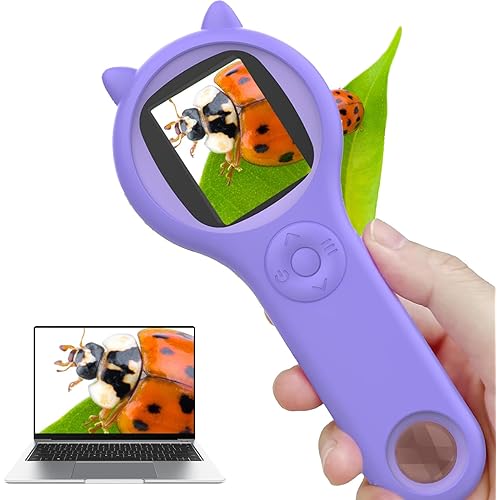 Microscope for Kids, Mini Pocket Handheld Microscope for Toddlers-Educational Science Kit Toys for Christmas Birthday Gifts Toys for 3 4 5 6 7 8 9 10 Year Old Girls(Purple)