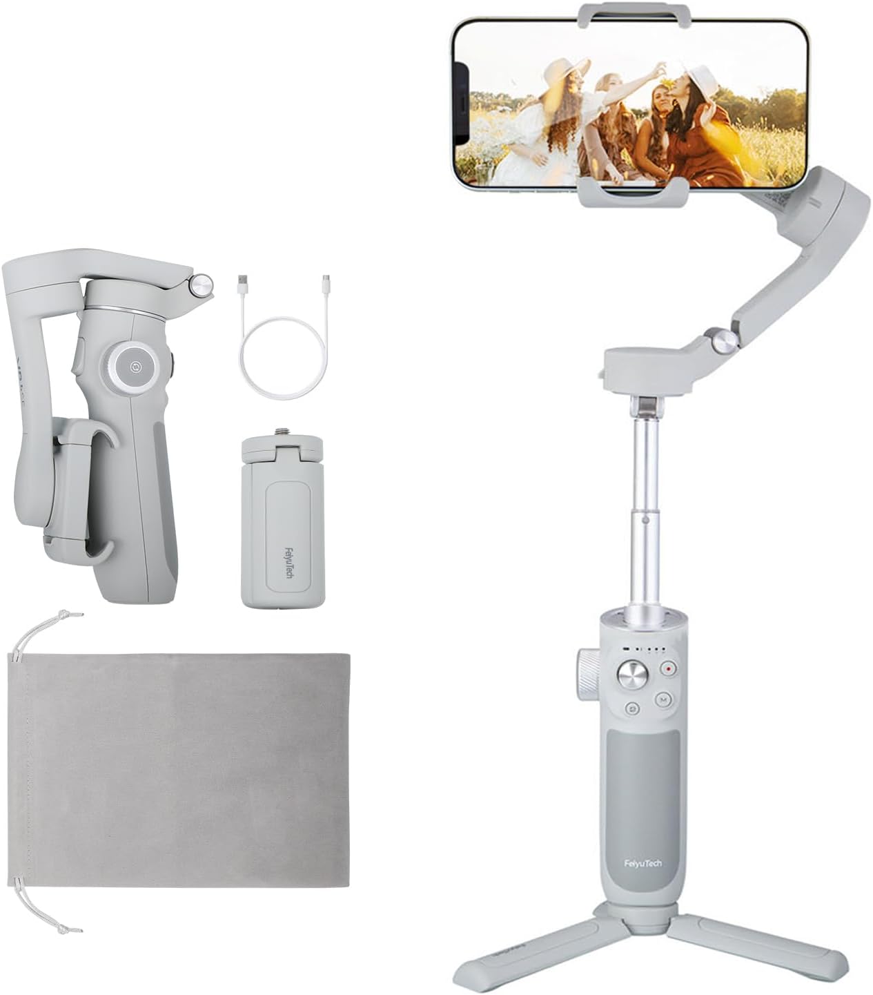 FeiyuTech Vimble 4 Gmbal Stabilizer for Smartphones,Gimbal Stabilizer with 8.4''Extendable Rod,3-Axis Phone Gimbal,AI Tracking,Gesture Control,Foldable,for Vlog YouTube TikTok Live Video Record