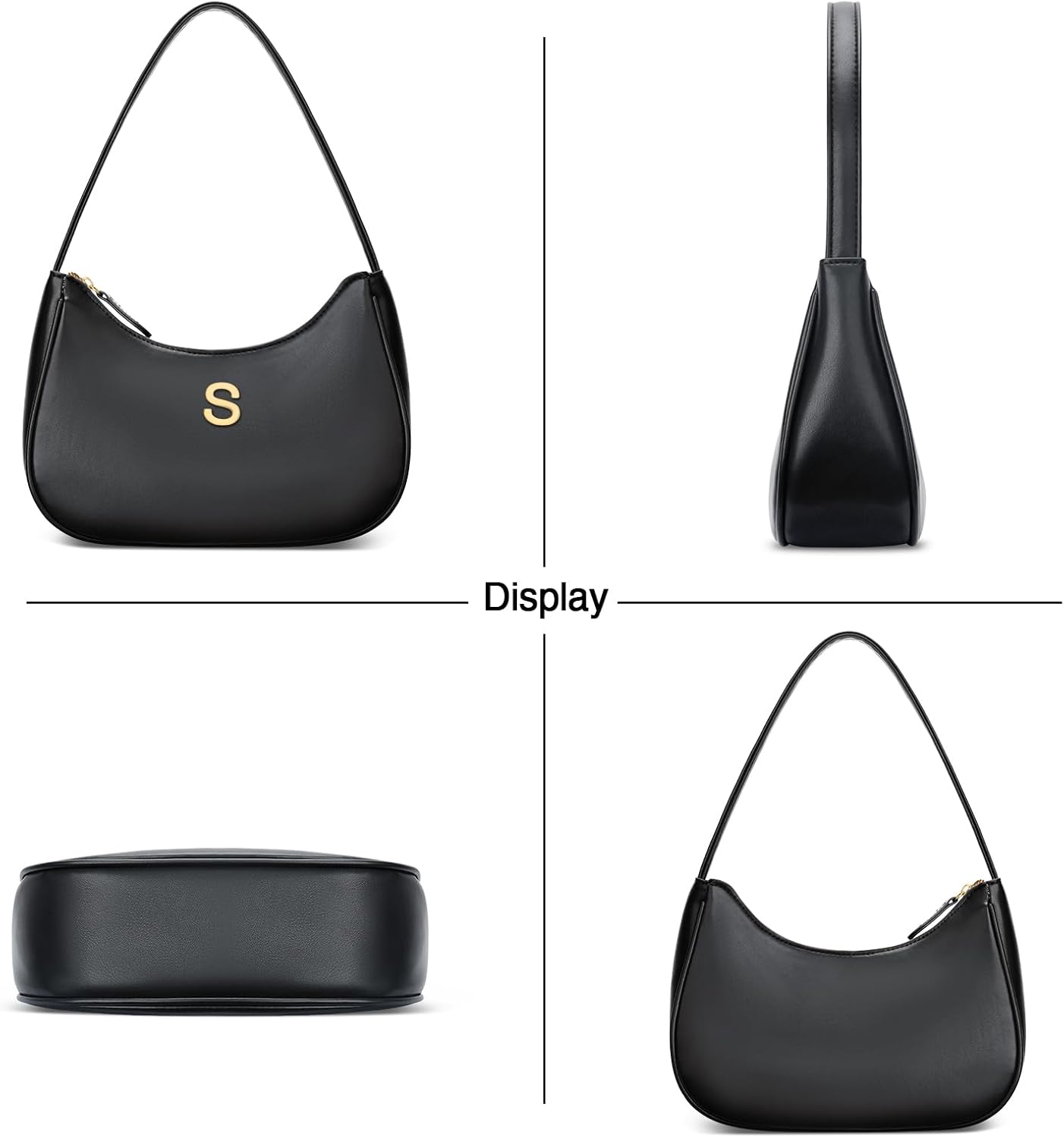 Shoulder Bag for Women Hobo Tote Clutch Handbags with Gold Initial - Image 7