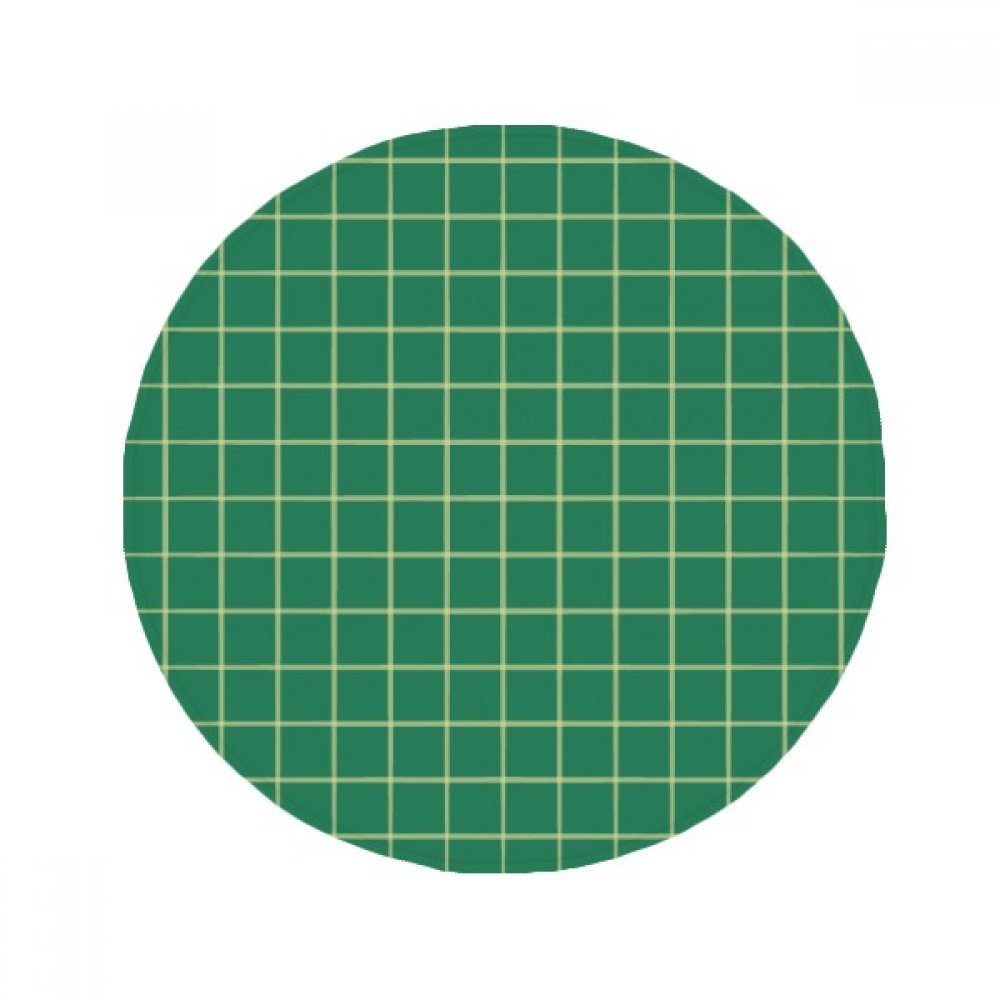 Tapis de sol rond anti-dérapant motif grille blanc et vert 60x60cm pour salon