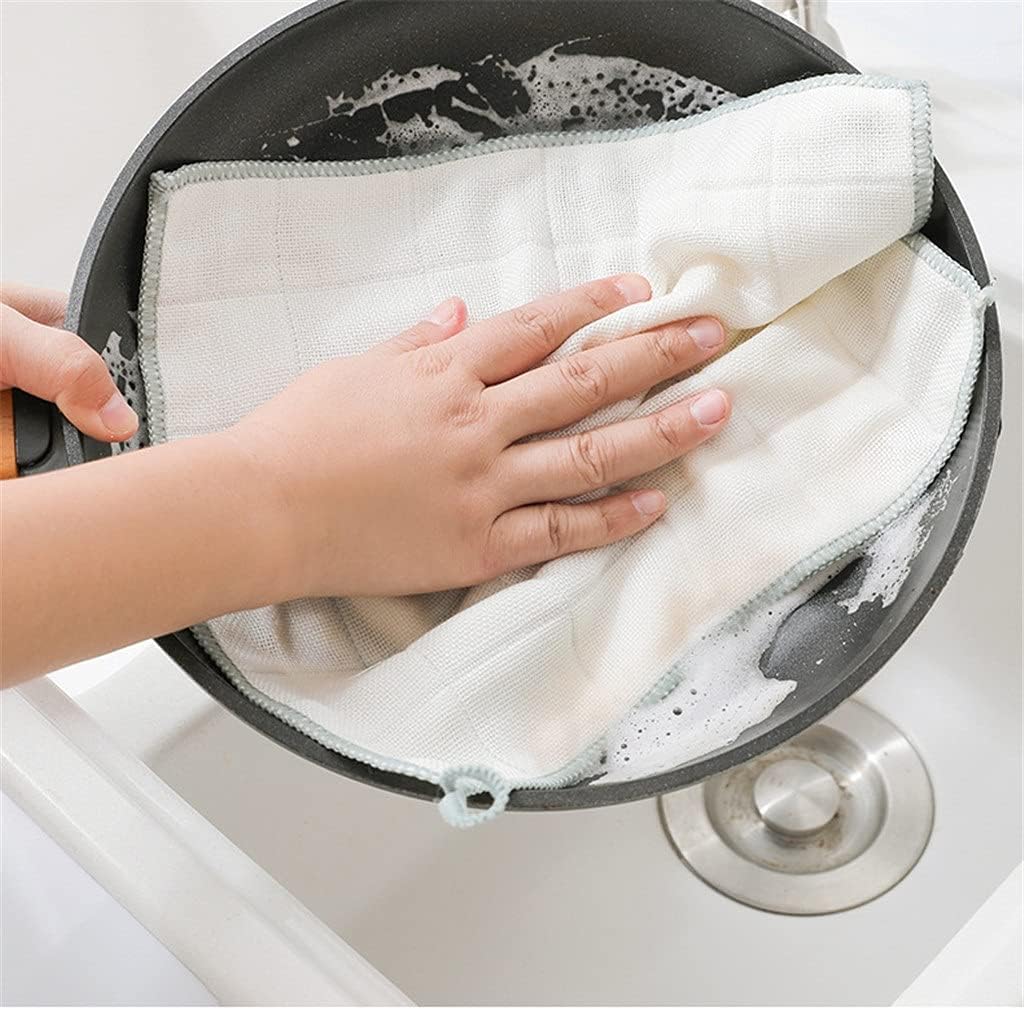 3/5pcs Wood Fiber Dishcloth for Kitchen Household Magic Wipes Absorbent Thicker Cloth for Cleaning Non-Stick Oil Dish Cloth(5PCS)