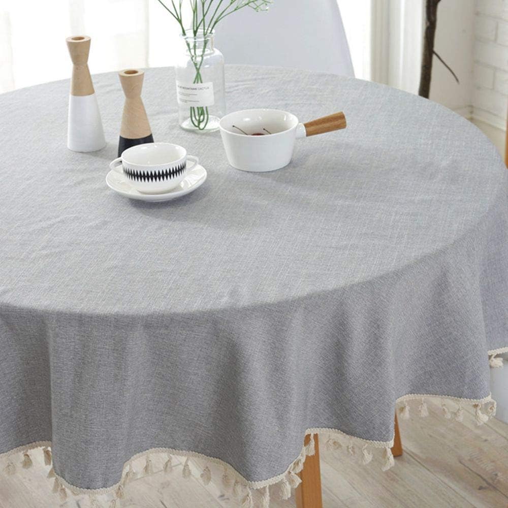 Get Special Price Lahome Solid Color Tassel Tablecloth - Cotton Linen Round Table Cover Kitchen Dining Room Restaurant Party Decoration (Gray, Round - 60) Get Discount Offer Lahome Solid Color Tassel Tablecloth - Cotton Linen Round Table Cover Kitchen Dining Room Restaurant Party Decoration (Gray, Round - 60)