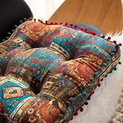 Vctops Bohemian Patchwork Square Chair Seat Cushions For Dining Kitchen Office Chairs Patio Soft Cotton Linen Chair Pads thumb #6