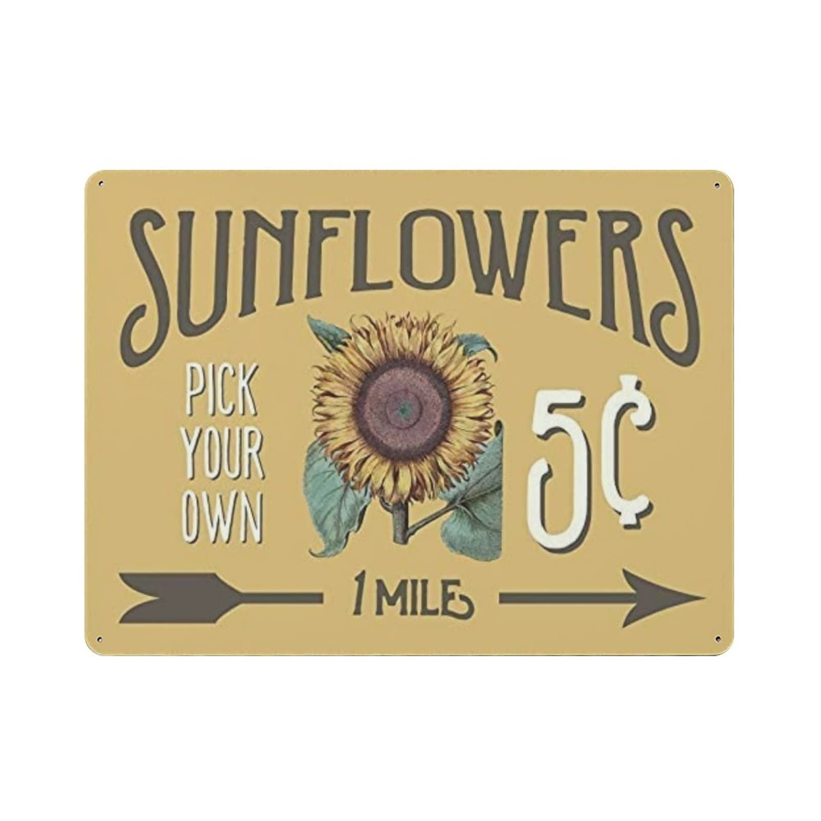 AOOEDM Sunflowers Vintage Metal Tin Sign for Home Coffee Shop Office Wall Art Metal Poster Garage Decor Man Cave Sign Inspirational Quote Wall Decor
