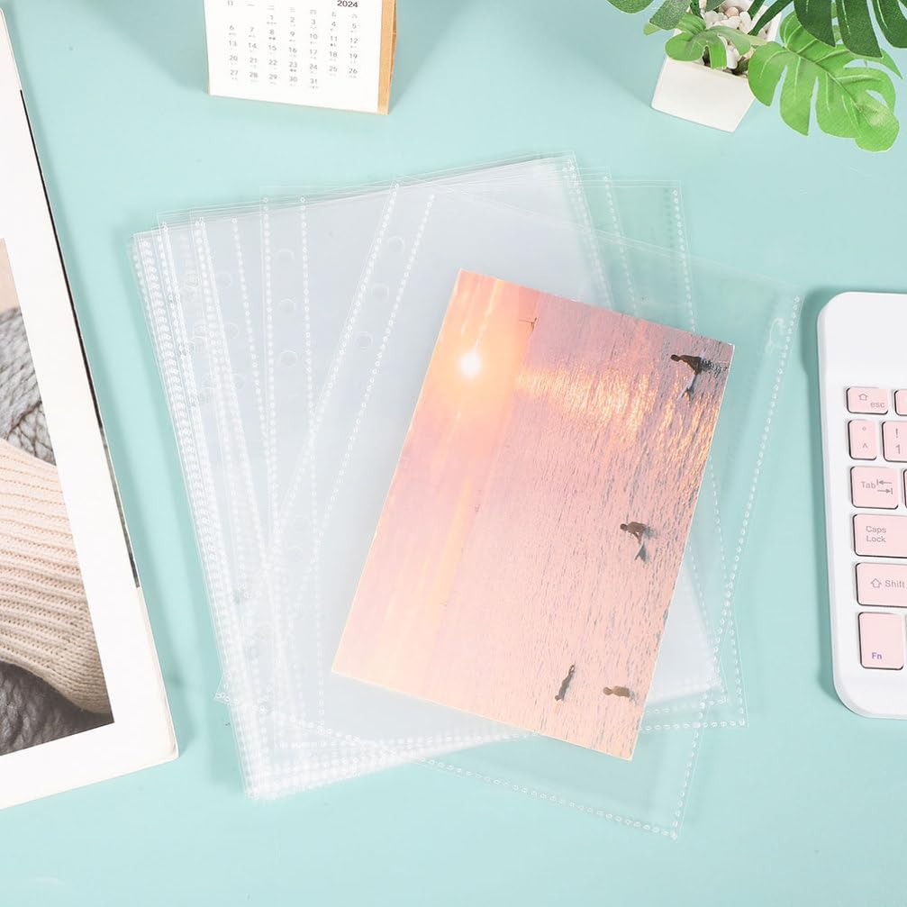 Alipis 30pcs Postcard Pockets for Collecting Refillable Photo Album Pages Double-Sided Card Sleeves for Organizing Sports Cards Business and Photos