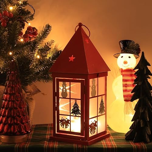 Miniatura 8 de NEEDOMO Decoraciones navideñas para el hogar, farol de Navidad decorativo de 15 pulgadas, decoración para interiores y exteriores, portavelas