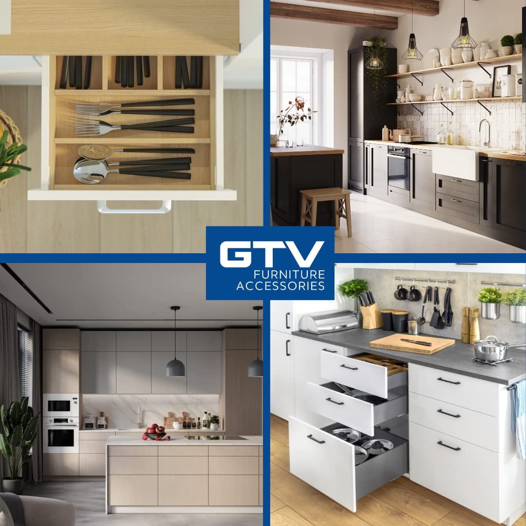 GTV - Dolna instrukcja montażu P2O L=350, NOWOCZESNA SZLIDE, płyta 18 mm - prowadnica podwozia szyny szuflad pełne prowadnice szuflad - obciążenie do 25 kg - 1 zestaw = 2 sztuki