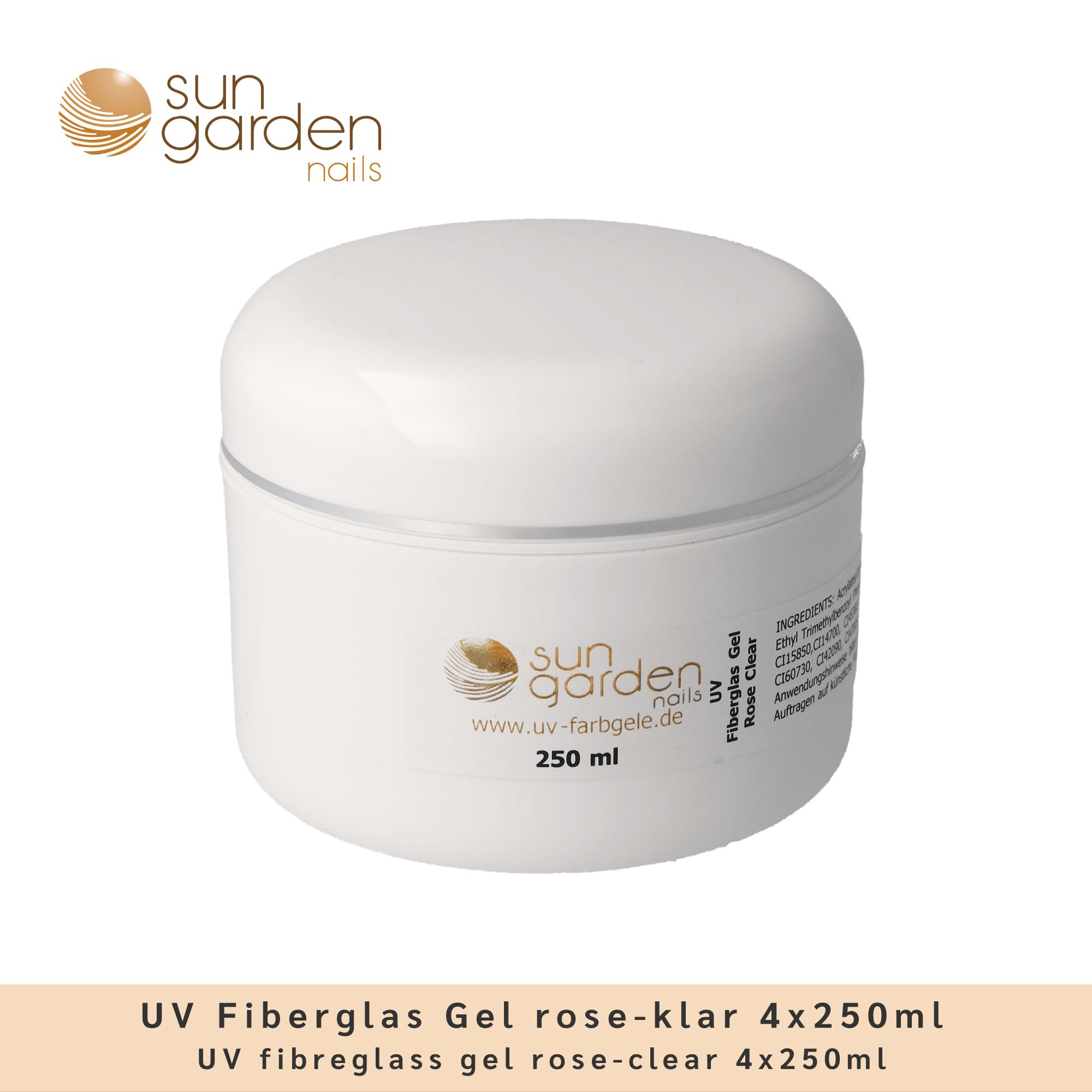 Gel in fibra di vetro UV rosa trasparente, 4 x 250 ml Premium Line – 1000 ml – gel per unghie – Top Coat – Gel per unghie – Gel per unghie – per pedicure – manicure