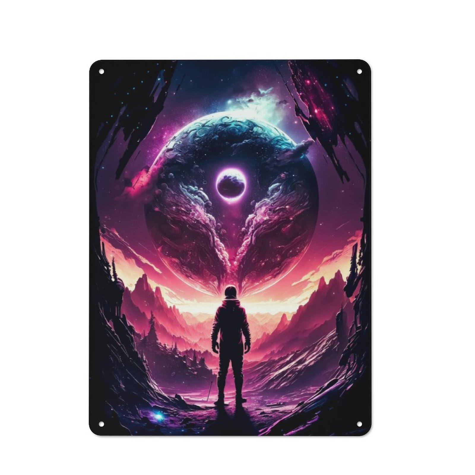 Junmoney Pink Portal Printed Metal Sign 40X30cm For Living Room Or Hallway, Suited To Hallway Decor Fans