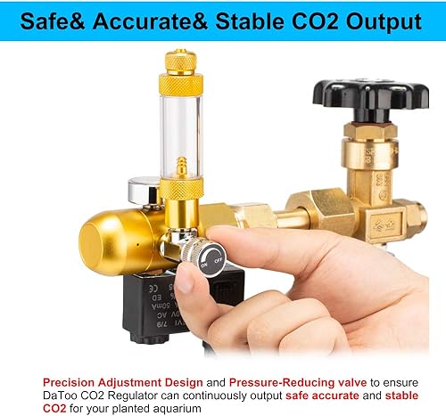Miniatura 4 de DaToo Regulador de CO2 para acuario con válvula de retención de solenoide de contador de burbujas ajustable para tanque plantado estándar de EE. UU