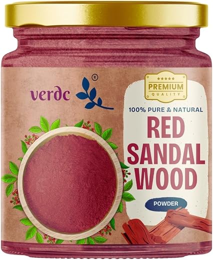 verdc - Pure Red Sandalwood Face Pack Powder, Premium Forest Grade - Lal Chandan | Raktha Chandanam | For Skin Brightenin...