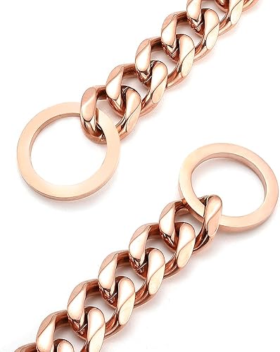 Miniatura 2 de Collares de cadena de oro rosa para perros grandes, medianos y pequeños, ancho de 0.590.790.79 pulgadas, collares de metal de acero inoxidable, a