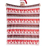 zeqpze Christmas Blanket, Faux Fur Throw Blankets Holiday Theme Home Décor, Fuzzy Warm Blankets and