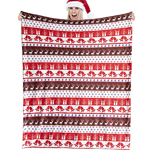 Zeqpze Christmas Blanket, Faux Fur Throw Blankets Holiday Theme Home Décor, Fuzzy Warm Blankets And Throws For Couch Bed, Plush Microfiber Blanket, Gifts For Women & Kids - 50 X 60 Inch, Red #TOP2