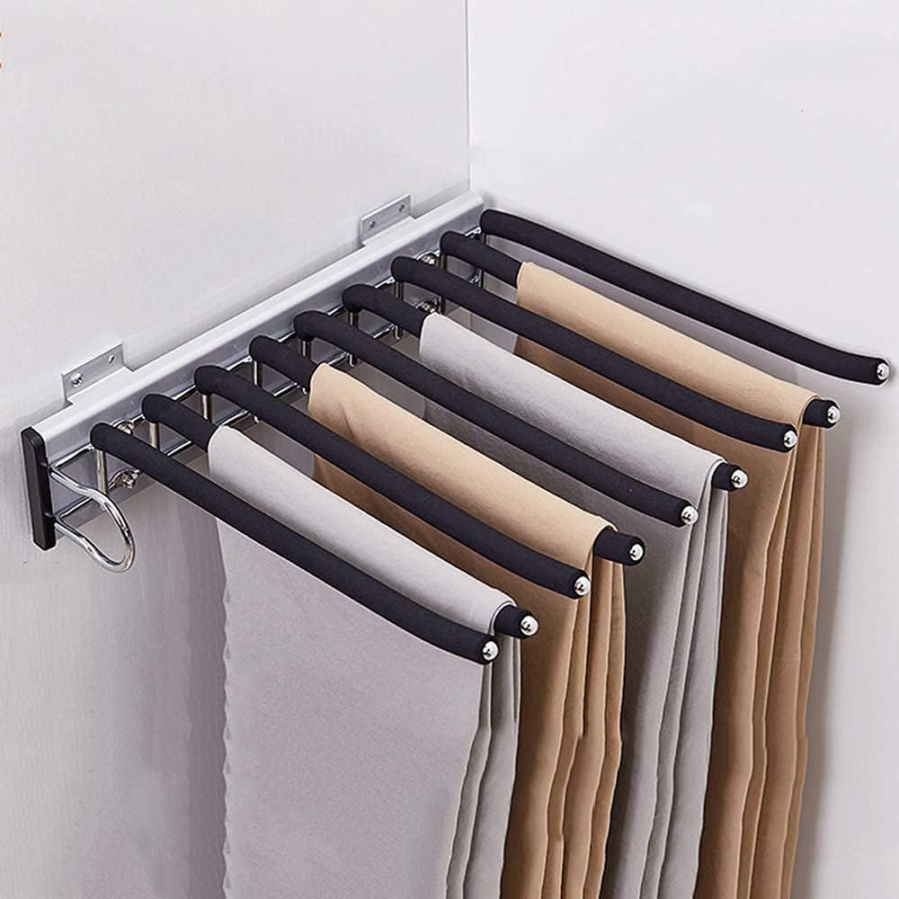 TBHOME Pull Out Pants Hanger Bar, Extendable Pants Rack Closet Pants