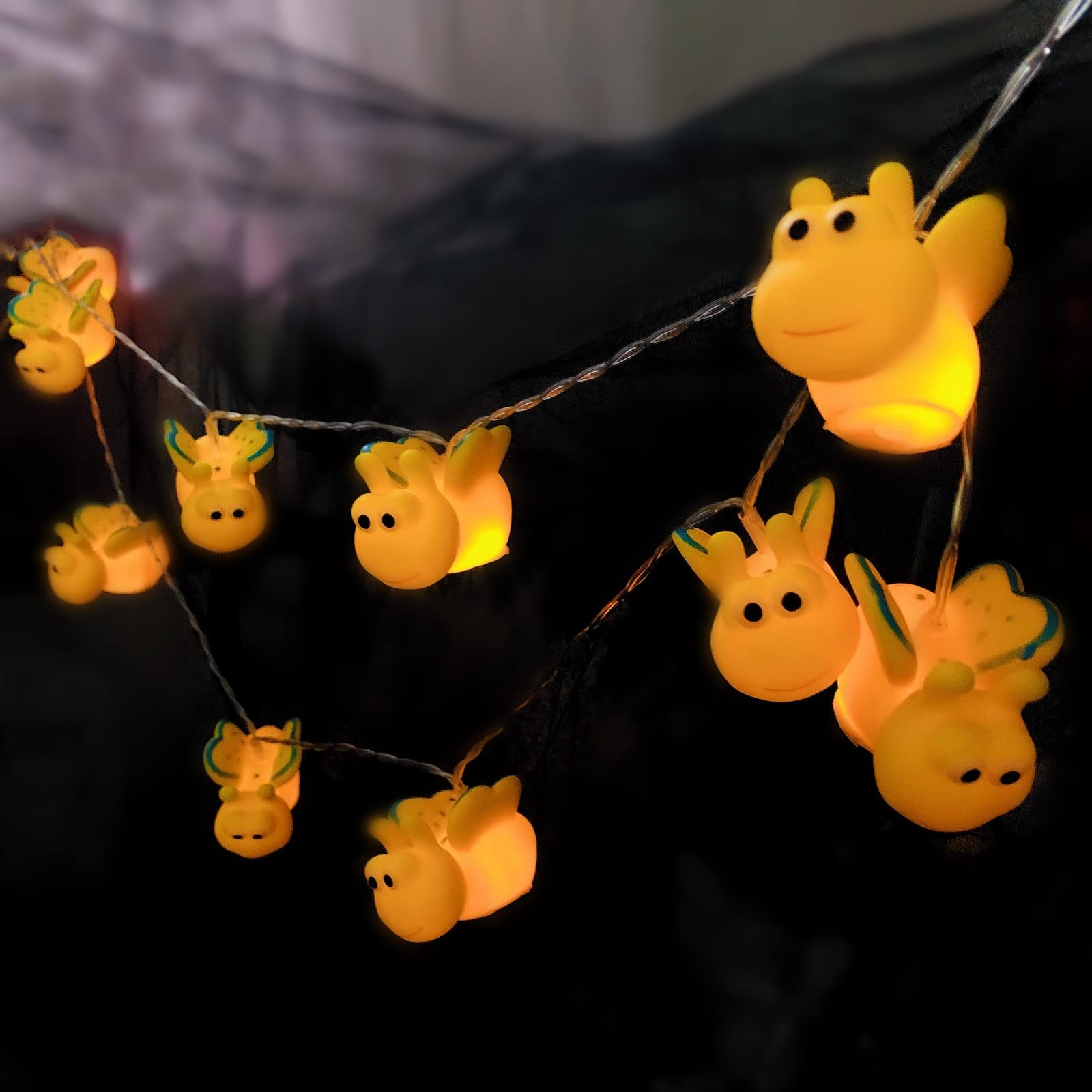 Riaxuebiy Cute Cartoon Butterfly Night Lights Butterfly Fairy String Light Battery Powered for Children's Room Birthday Christmas Decoration (1.65m/10led, Butterfly)