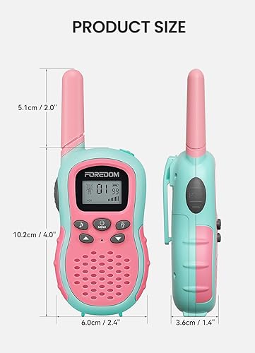 Vista 9 de FOREDOM Walkie Talkies J388C para niños, paquete de 2 de largo alcance con linterna Rosado