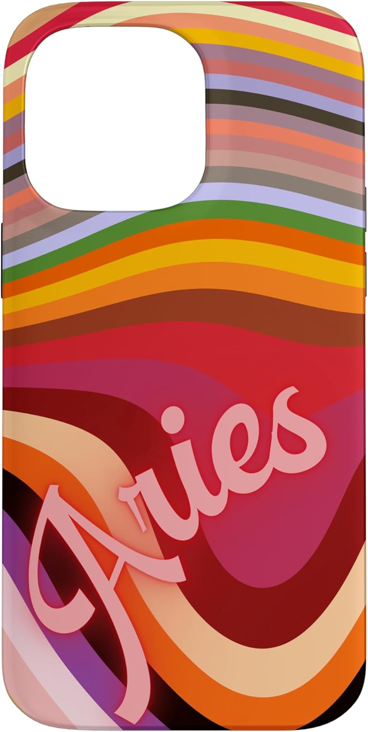 Aries Zodiac Retro Groovy Aesthetic Birthday 70s Astrology Case for iPhone 14 Pro Max