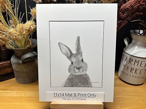 Miniatura 4 de Bunny Rabbit Hare Nature Wildlife Graphite Pencil Art Sketch Drawing Print Picture Limited Edition  Titled 'Hare I Am' by David Allen (11x14 Brown