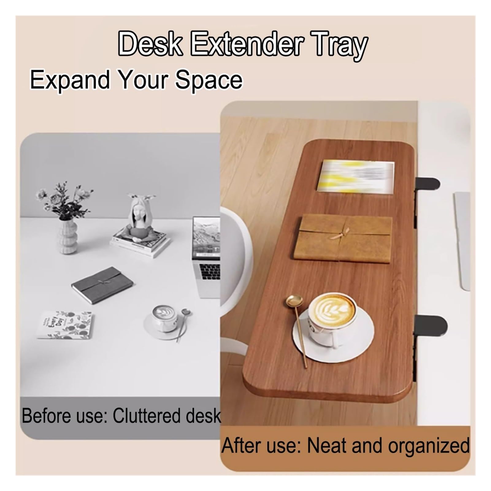 Bandeja extensora de escritorio de 16 20 24 28 32 35 pulgadas, extensor de mesa con abrazadera, tablero de extensión de escritorio plegable, bandeja for teclado(White,20x40cm (7.9x15.7in))