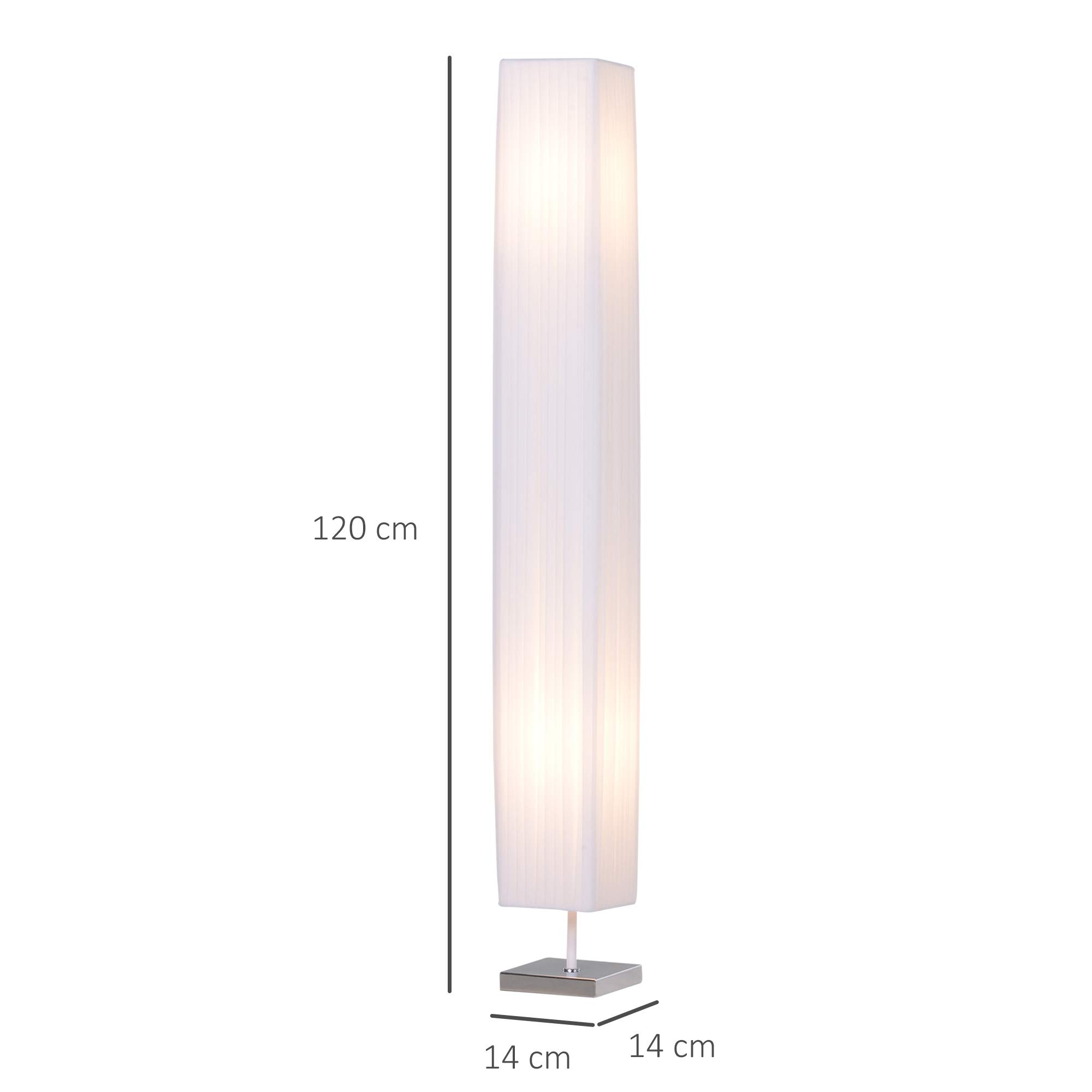 HOMCOM Lampada da Terra Lampada Piantana da Terra Design Moderna Salotto Tessuto 14×14×120cm Bianco
