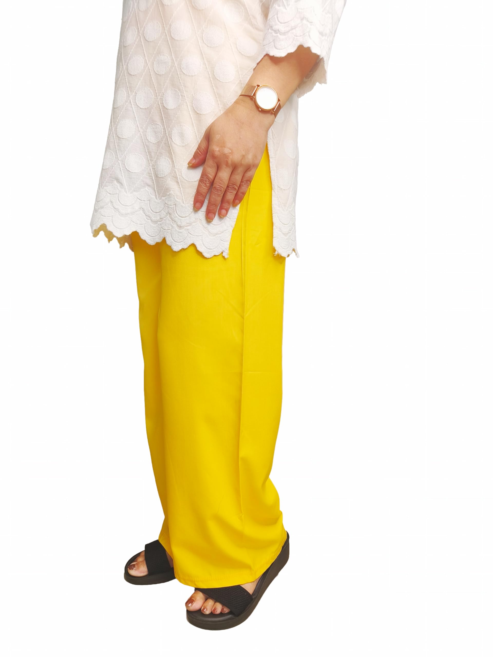 s4m Women's Cotton Rayon Wide Leg Palazzo, High Rise with Elastic Waistband, Comfortable Fit, Available in 30+ Colours, from Sizes L to 7XL-picture-42