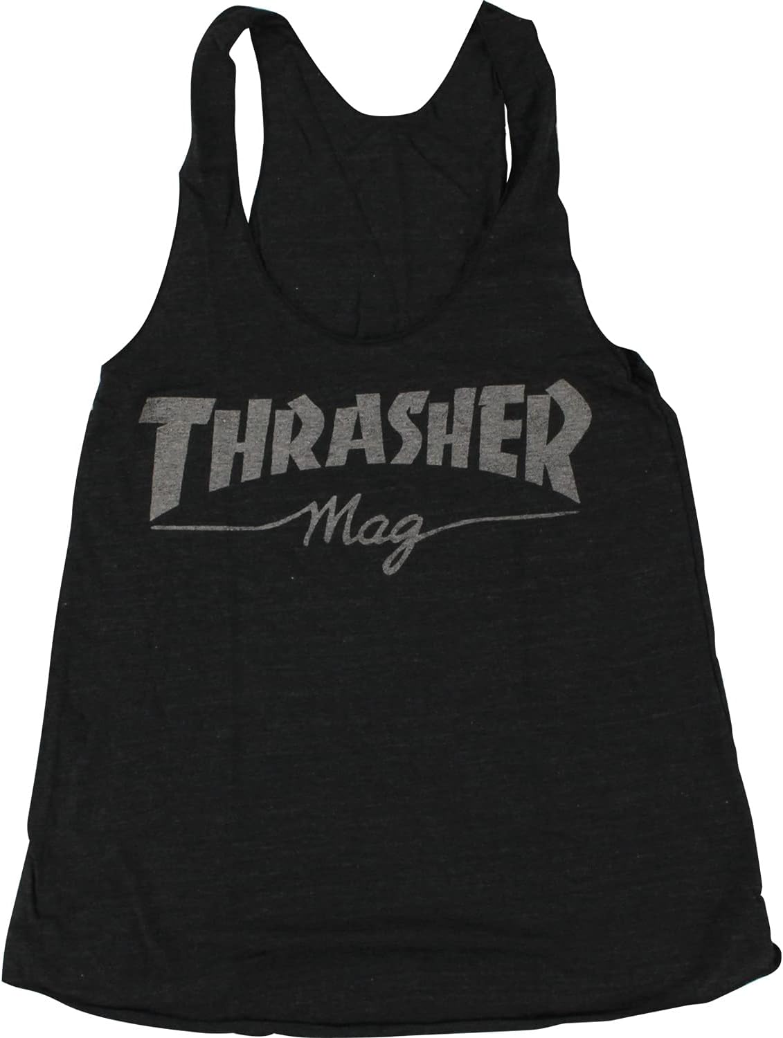 Thrasher Magazine Mag Logo Raceback Black Heather Girls Tank - Large
