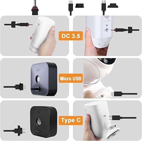 Miniatura 4 de Panel solar de 6000 mAh para cámara de seguridad Batería integrada de 3 W, micro USB de 5 V y USB-C y puerto CC de 0.138 in para cámara de batería