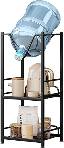 AZERPIAN Organizador de botellas de agua de 5 galones, dispensador de agua de 3 niveles con estantes de almacenamiento para cocina, oficina, sala de