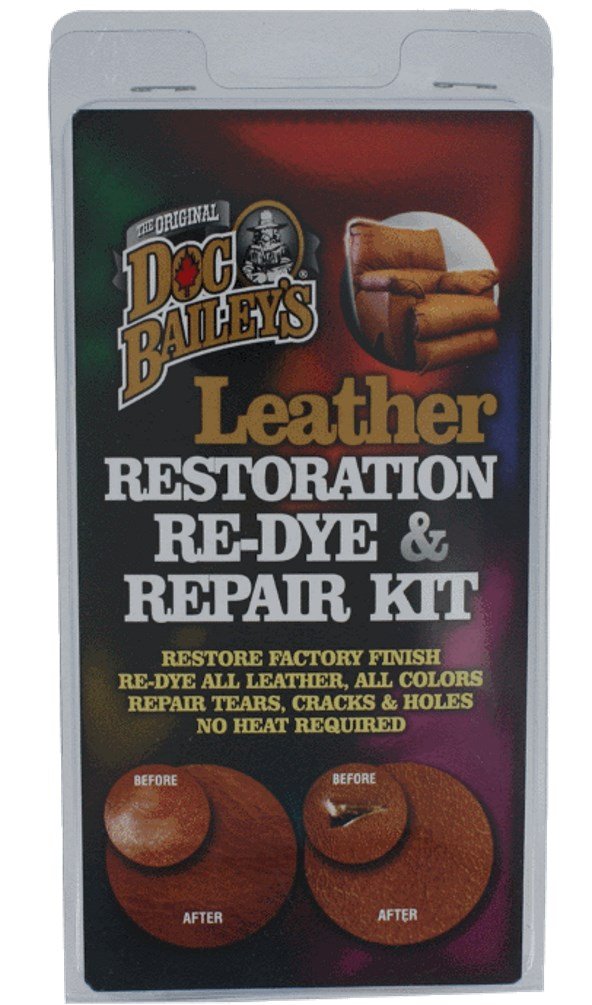 Doc Bailey’s Vinyl & Leather Restoration Re-Dye & Repair-A-Tear Kit - Easy, Effective, and Versatile Leather Repair Solution for Furniture, Jackets, Car Interiors and More
