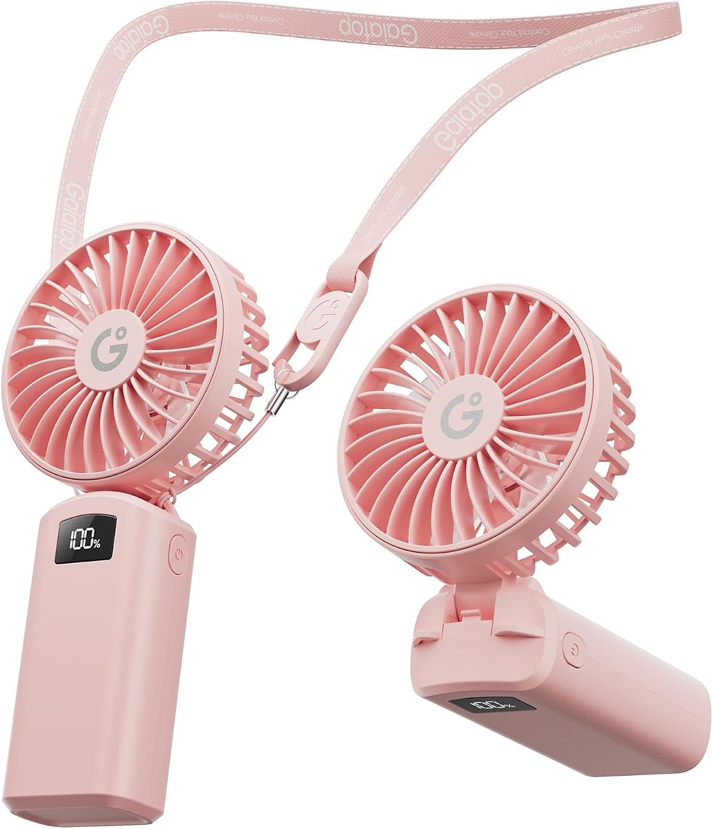 Ventilador portátil de mano plegable, ventilador de mano pequeño recargable por USB | Mini ventiladores personales de 3 velocidades, pantalla LED, tiempo de funcionamiento máximo de 13 horas, regalos para hombres y mujeres, elementos esenciales para viajes al aire libre en vacaciones, rosa