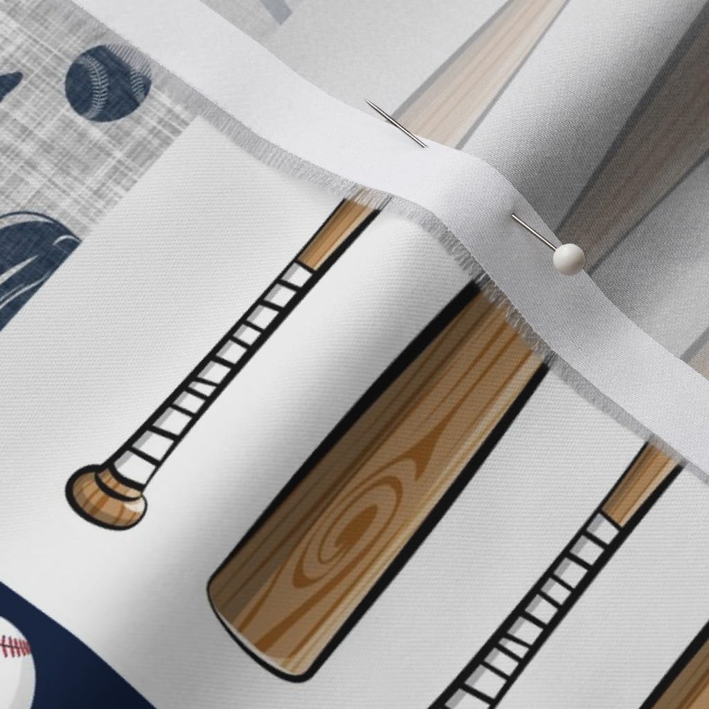 Spoonflower Fabric - Baseball Patchwork Wholecloth Cheater Quilt Baby Boy Grey Blue Printed on Organic Cotton Sateen Fabric by The Yard - Sewing Quilting Apparel Home Decor