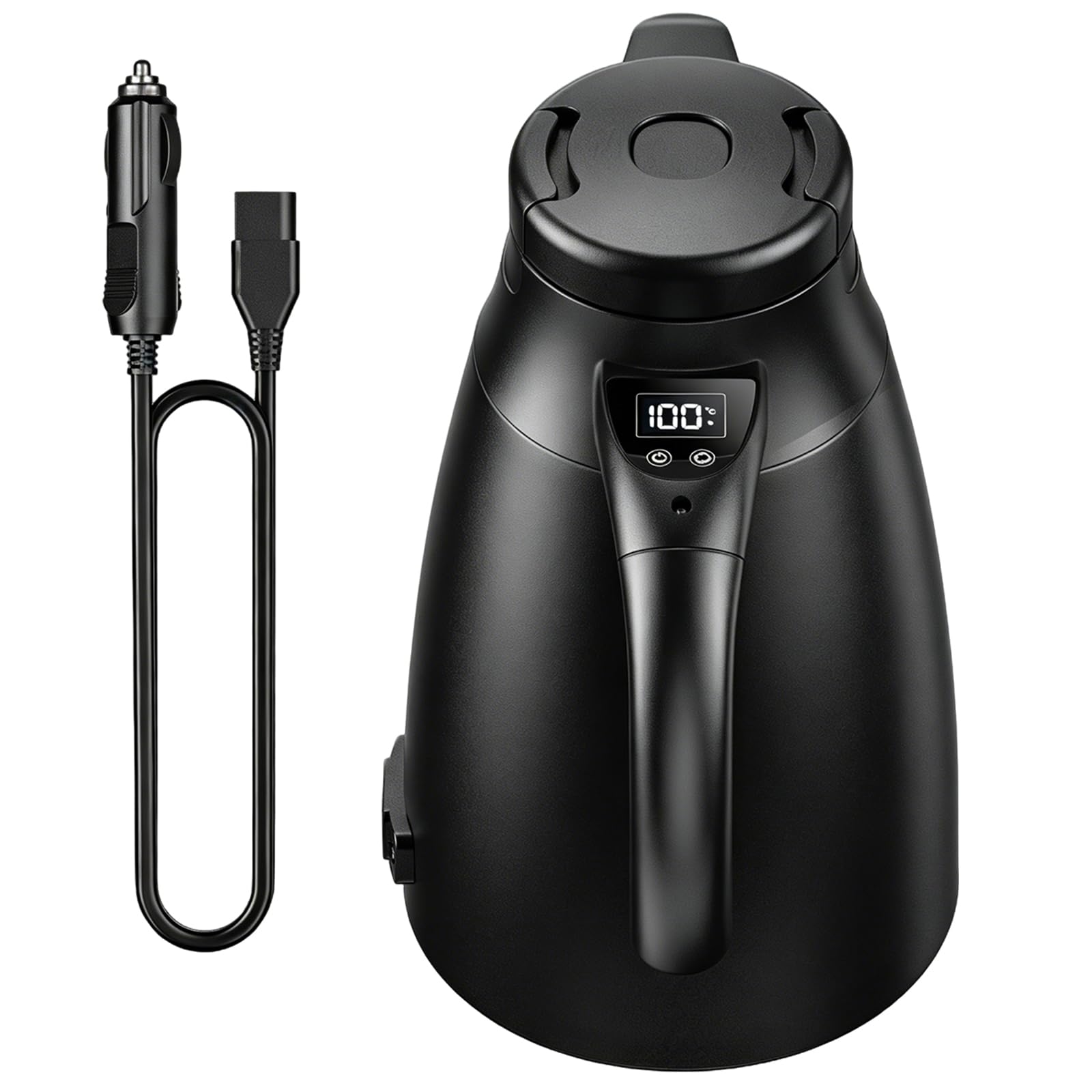 Hervidor Agua Electrico, Hervidor de Agua de 12 V/24 V para Coche 1,2 L | Termo de Acero Inoxidable Portátil con Adaptador para Encendedor de Cigarrillos para Agua Caliente Café Té, Coches Camiones