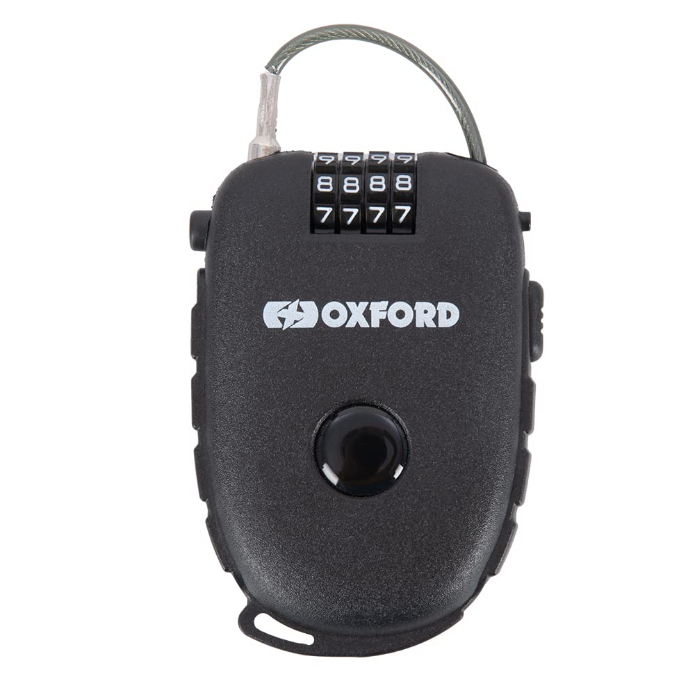 Oxford Products LK100 4-Digit Combination Lock with 75cm Retractable Cable, Black, One Size